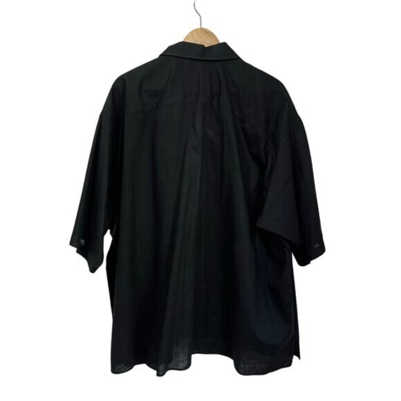 Burberry London Linen Cotton Black Short Sleeve Button Up Quiet Luxury 2XL - Picture 2 of 6
